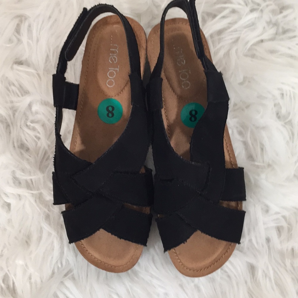 Me Too Womens LOLA Wedged Sandal Black size 8 - Picture 6 of 9